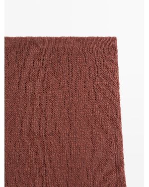 MASSIMO DUTTI Cotton Knit Midi Skirt - Brown