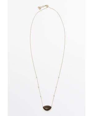 MASSIMO DUTTI Long Necklace With Irregular Gem Chain - White