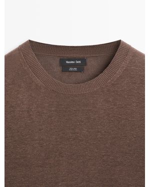 MASSIMO DUTTI Linen Knit Crew Neck Jumper - Multicolour
