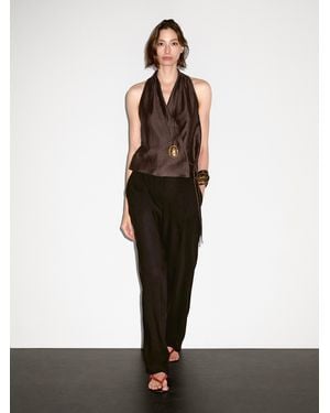 MASSIMO DUTTI Neckholdertop Aus Leinenmischgewebe - Weiß
