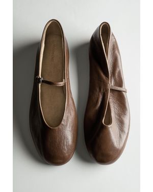 MASSIMO DUTTI Soft Leather Ballerinas - Brown