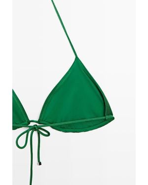 MASSIMO DUTTI Shiny Triangle Bikini Top - Green