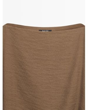 MASSIMO DUTTI Asymmetric Cape-Style Flowing Blouse - White