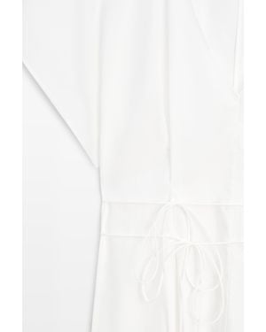 MASSIMO DUTTI Poplin Flounce Midi Dress - White