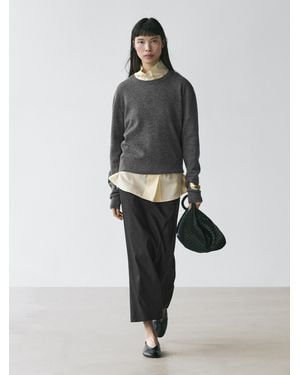 MASSIMO DUTTI Midirock Gerade Mit Leinenanteil - Weiß