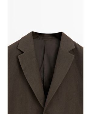 MASSIMO DUTTI Linen Suit Blazer - Brown
