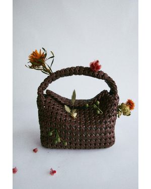 MASSIMO DUTTI Braided Leather Mini Bag - Brown