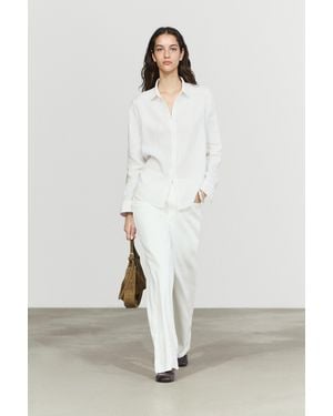 MASSIMO DUTTI Flowing 100% Linen Shirt - White