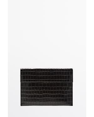 MASSIMO DUTTI Textured Leather Ipad Case - Black