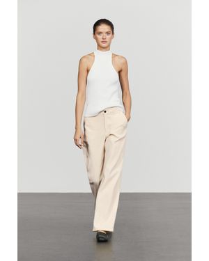 MASSIMO DUTTI Linen Blend Relaxed Fit Pants - Natural