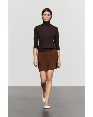 MASSIMO DUTTI Suede Leather Mini Skirt - Black