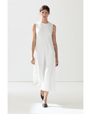 MASSIMO DUTTI Flowing Linen Midi Dress - White