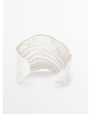 MASSIMO DUTTI Wide Textured Bracelet - White