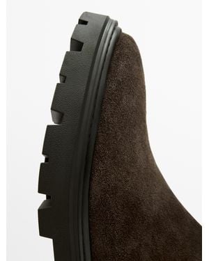MASSIMO DUTTI Flat Chelsea Boots With Track Sole - White