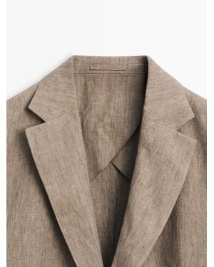 MASSIMO DUTTI Linen Suit Blazer - White