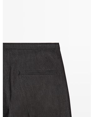 MASSIMO DUTTI Denim-Effect Flared Pants - Black