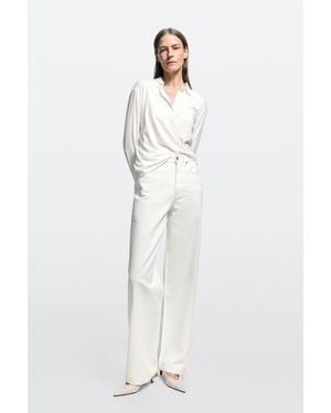 MASSIMO DUTTI High-Waist Wide-Leg Jeans - White