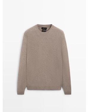 MASSIMO DUTTI Wool Knit Jumper - Natural