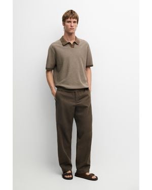 MASSIMO DUTTI 100% Cotton Contrast Knit Polo Jumper - Multicolour
