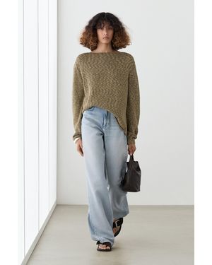 MASSIMO DUTTI Jersey Cuello Barco Algodón - Verde