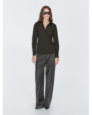 MASSIMO DUTTI Stretchhemd Aus Baumwollmischgewebe - Grün