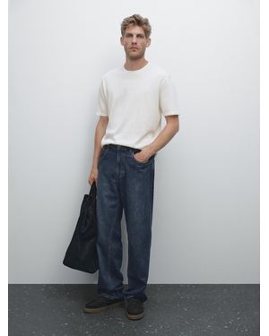 MASSIMO DUTTI Camiseta Punto 100% Algodón - Blanco