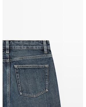 MASSIMO DUTTI Mid-Waist Wide-Leg Jeans - Red