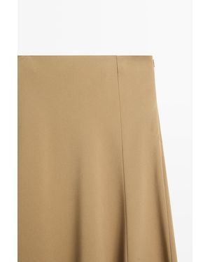 MASSIMO DUTTI Falda Midi Evasé Fluida - Neutro