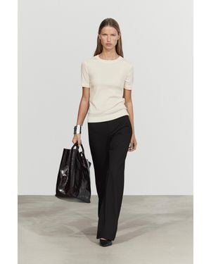 MASSIMO DUTTI Technical Straight-Leg Trousers - White