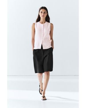 MASSIMO DUTTI Fine-Knit Vest With Covered Buttons - White