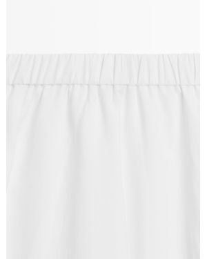 MASSIMO DUTTI Falda Midi Fluida Detalle Goma - Blanco