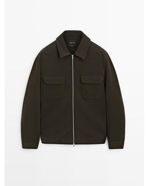 MASSIMO DUTTI Twill Jack Van Katoenmix Met Zakken - Zwart