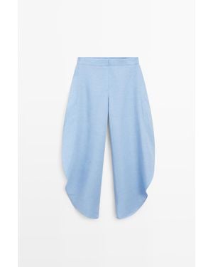 MASSIMO DUTTI Soepelvallende Volumineuze Broek Met Linnen - Blauw