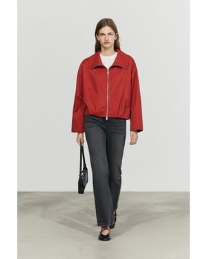 MASSIMO DUTTI Cotton Blend Gathered Bomber Jacket