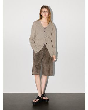MASSIMO DUTTI Cardigan Oversize Col En V 100 Cachemire - Neutre