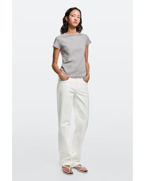 MASSIMO DUTTI Low-Rise Straight Fit Jeans - White