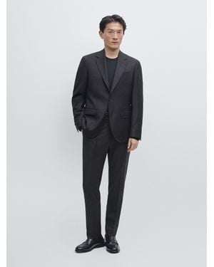 MASSIMO DUTTI 100% Cool Wool Suit Blazer - Blue