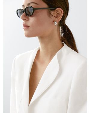 MASSIMO DUTTI Blazer Con Revers 100% Lino - Neutro