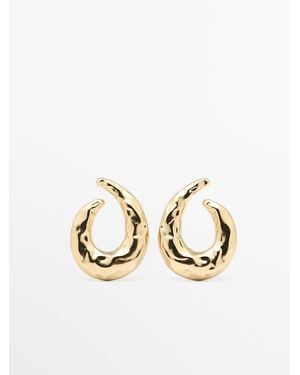 MASSIMO DUTTI Textured Hoop Earrings - Metallic