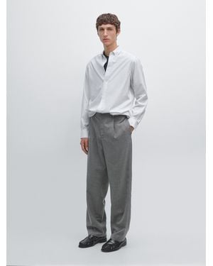 MASSIMO DUTTI Relaxed Fit Trousers With Darts - Grey