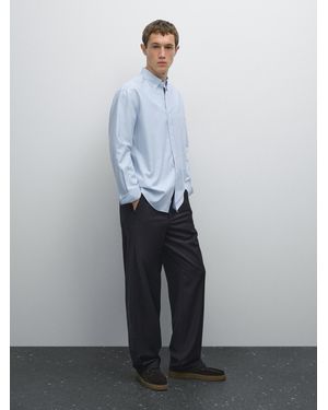 MASSIMO DUTTI 100% Cotton Oxford Shirt - Grey