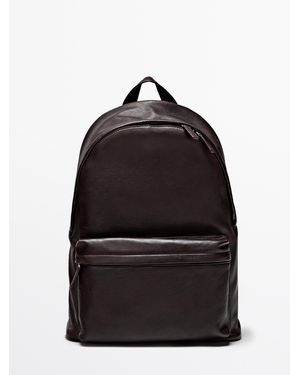 MASSIMO DUTTI Nappaleren Rugzak Met Rits - Zwart