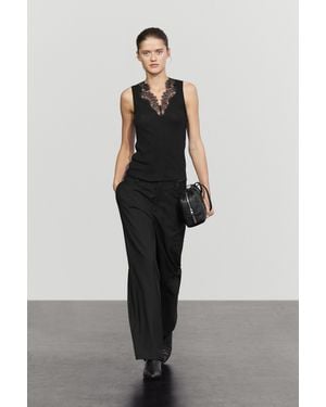 MASSIMO DUTTI Top Aus Baumwoll-Kaschmir-Mix - Schwarz