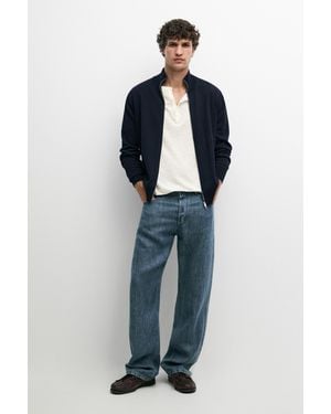MASSIMO DUTTI 100% Cotton Knit Cardigan - Blue