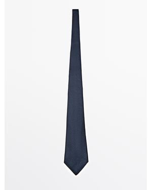 MASSIMO DUTTI 100% Mulberry Silk Tie - Blue