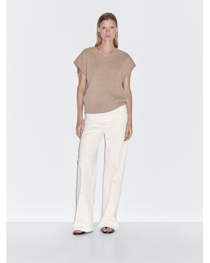 MASSIMO DUTTI Strickweste Aus Wollmischgewebe - Weiß