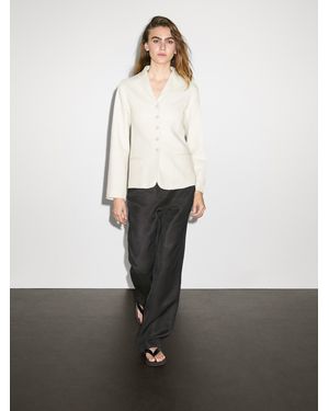MASSIMO DUTTI Fine Wool Blend Blazer - White