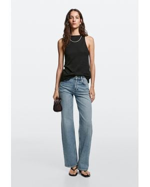 MASSIMO DUTTI Mid-Waist Wide-Leg Jeans - Blue