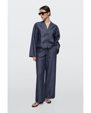 MASSIMO DUTTI Pantaloni Wide Leg - Blu