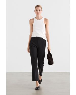 MASSIMO DUTTI Technical Cotton Blend Trousers - Black